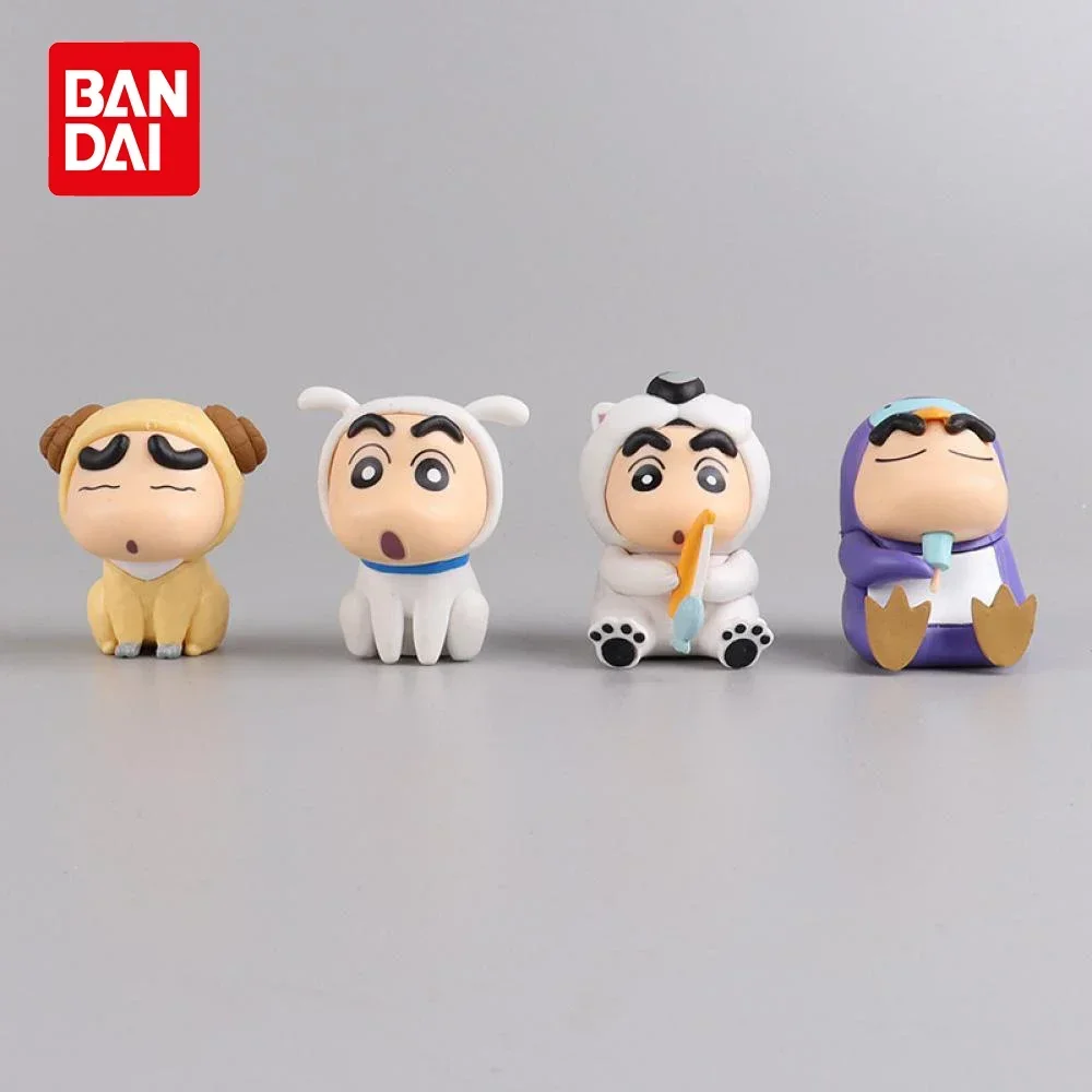 

Crayon Shin-Chan Anime Figures Japanese Set of 4 Fishing Puppy Kawaii Mini Size Suit Figurines Collectibles Gifts for Children