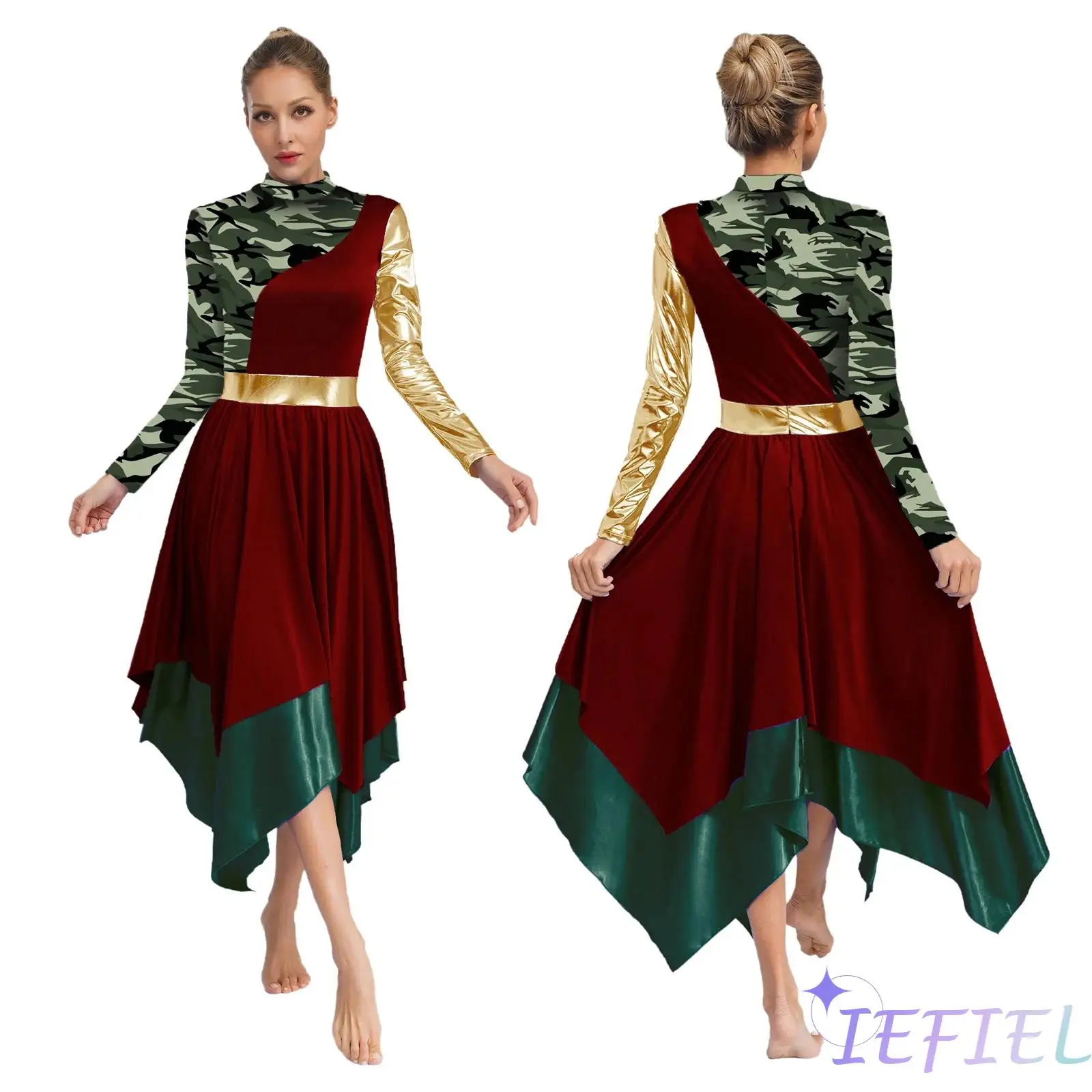 

Women Girls Liturgical Praise Worship Choir Dancewear Ballet Lyrical Dancewear Church Celebration Ceremony Costume Tunic Dress