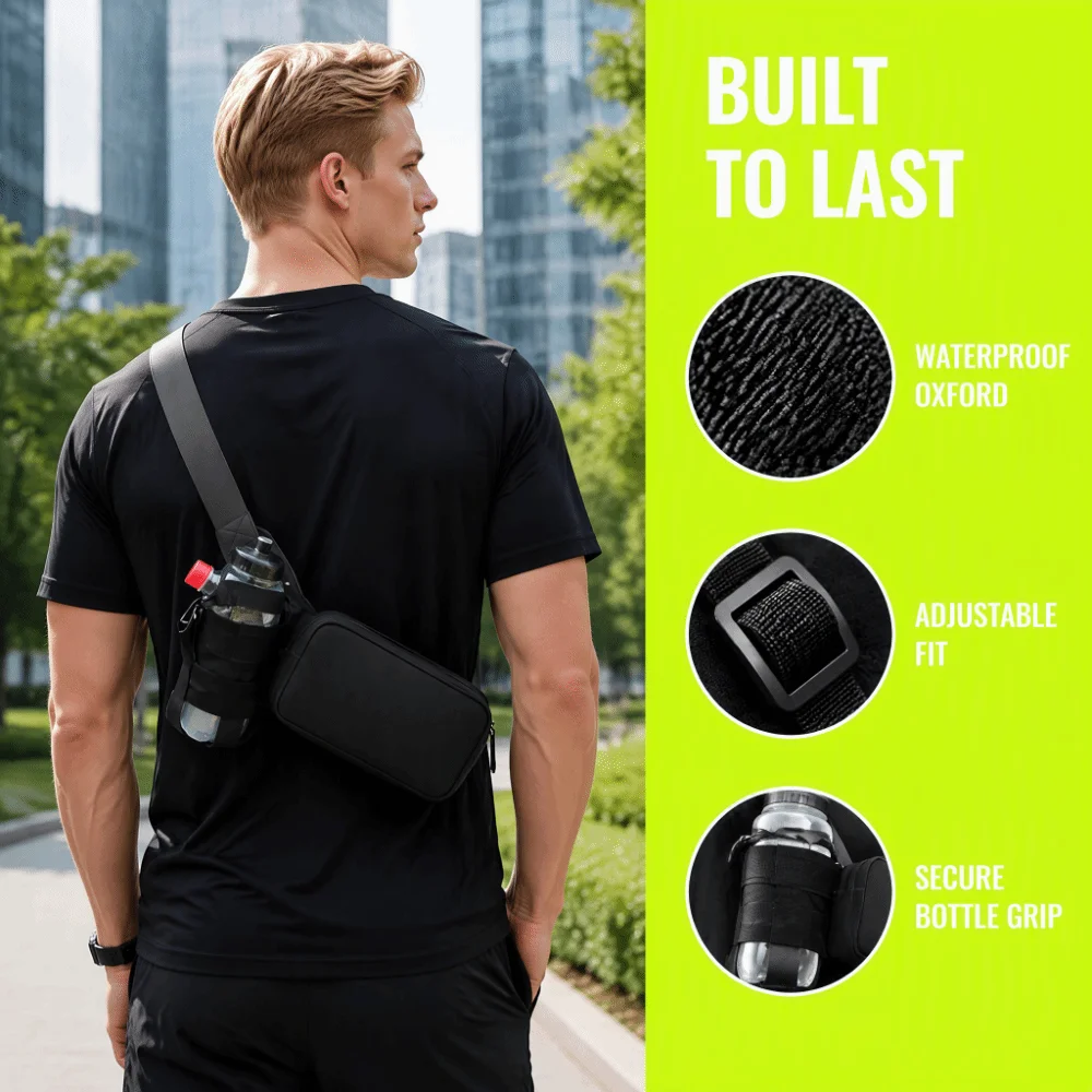 Waterproof Running Waist Pack Oxford Lightweight Crossbody Running Belt Bag Adjustable Bottle Holder Waist Bag Trail Exercise