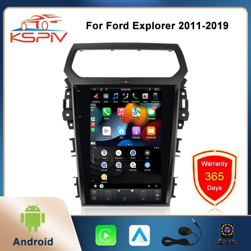 

KSPIV 1 Din Car Radio Carplay for Ford Explorer 2011-2019 GPS Navigation Wifi Bluetooth MP3 Player with Remote Control Stereo