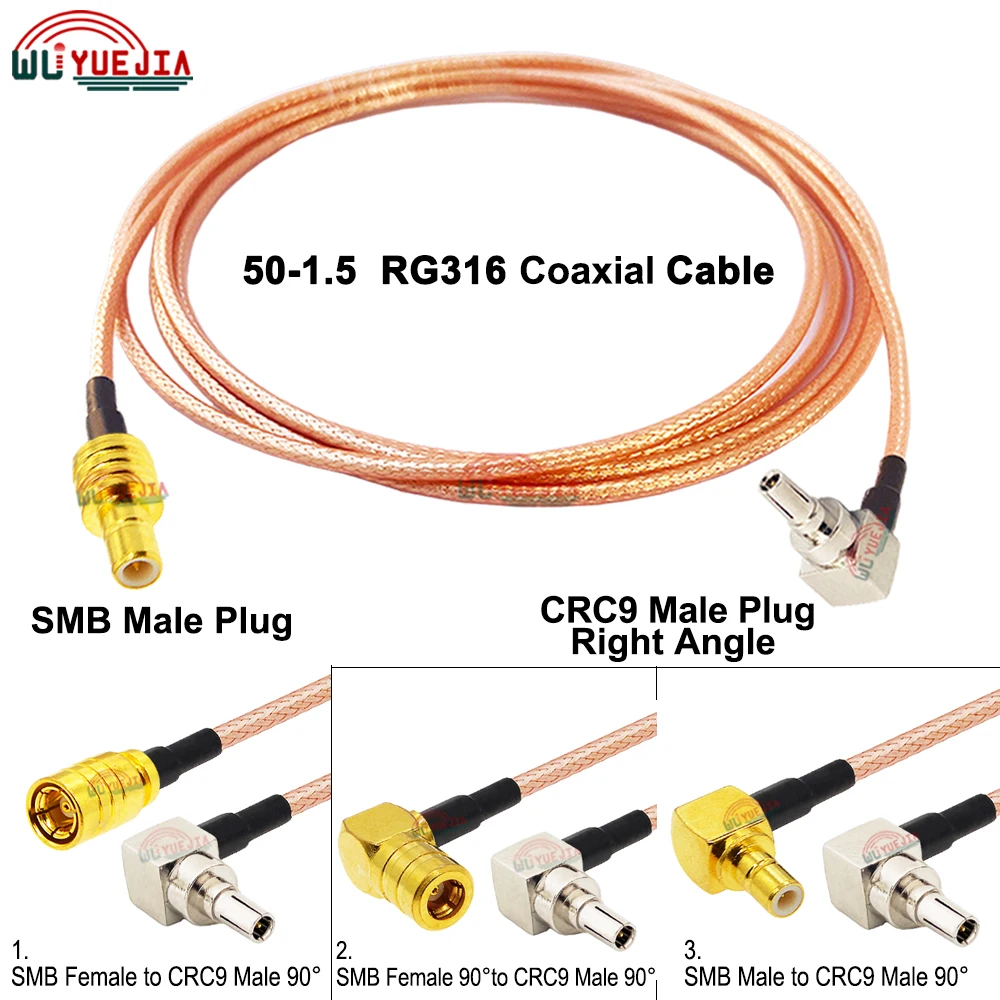 

1Pcs RG316 Cable SMB Male Plug to CRC9 Male Right Angle Converter Connector RF Coaxial Cable For Huawei Router WIFI NIC 3G/4G/5G