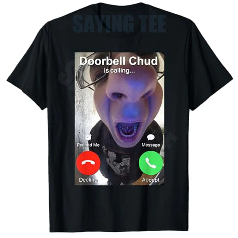 Lustiges Türklingel-Meme-T-Shirt: „Chud ruft – Stupid Brainrot“ – Y2K Ring-Türklingel-Chud-Viral-Meme-Witz-Spruch-T-Shirt – Neuheit Kleidung – Detail 3