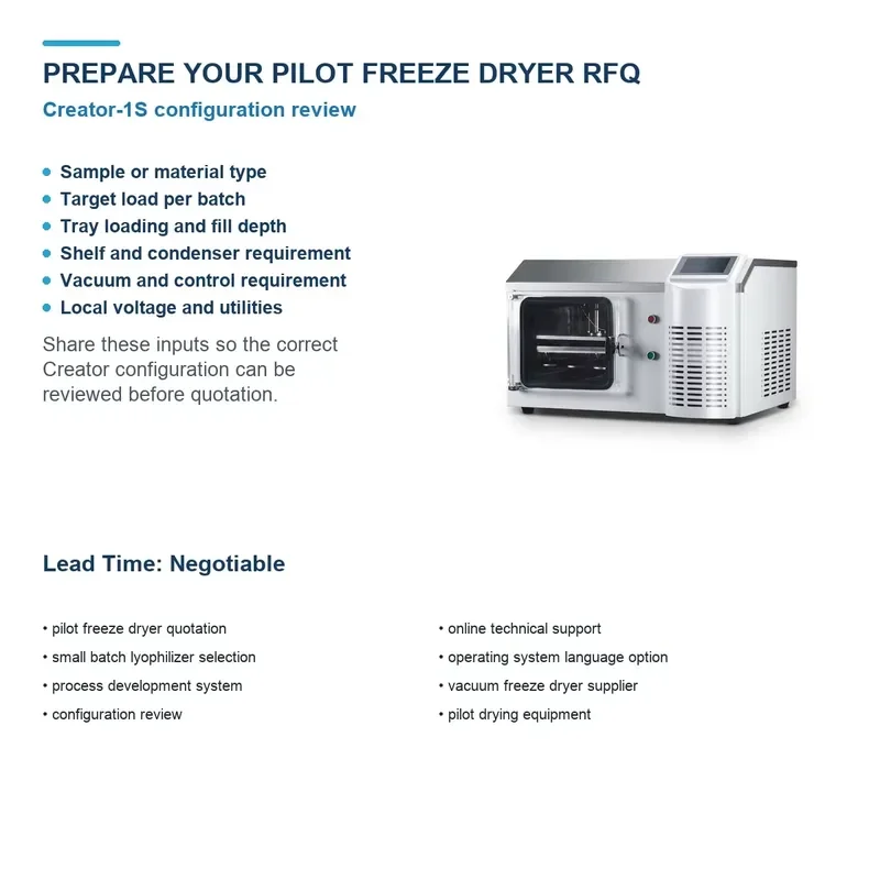 for SJIALAB Automatic Pilot Freeze Dryer with PLC and Pump Core Components 2kg per Batch Lab Use Shelf Temperature Drying