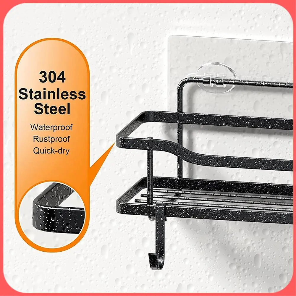 

AA89-Adhesive Shower Caddy Basket, Shower Shelf, Rustproof Shower Organizer For Inside Shower & Bathroom Storage
