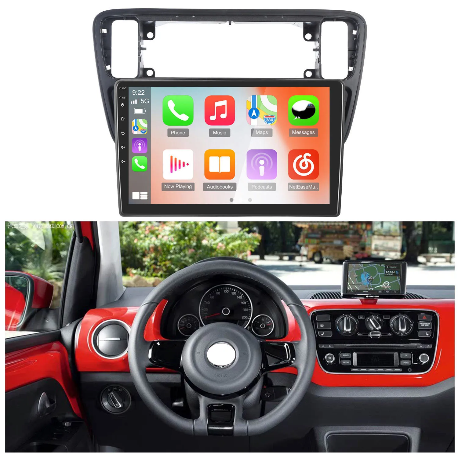 Android 9” autoradio met Bluetooth Carplay GPS-navigatie + HD achteruitrijcamera voor Skoda citigo E-Citigo/Seat Mii e-Mii KE KF