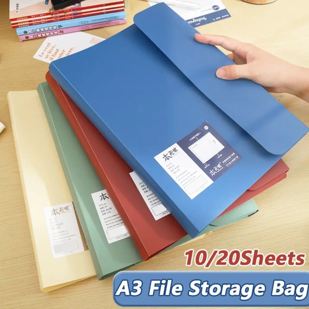 

Loose Leaf A3 File Folder Detachable Students Stationery Exam Paper Storage Bag Transparent Office Storage Booklet Gift