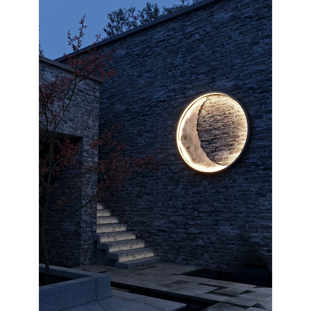 Internet celebrity moon lampvilla courtyard outdoor wallwall wallamp terrace garden outdoor balcony waterproof solarwall la