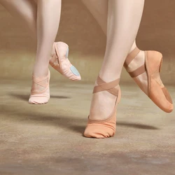 Ballet Shoes for Women Girls Ballerina Elastic Dance Shoes Ballet Flats Single Shoelace Stretch Fabric Ballet Slippers