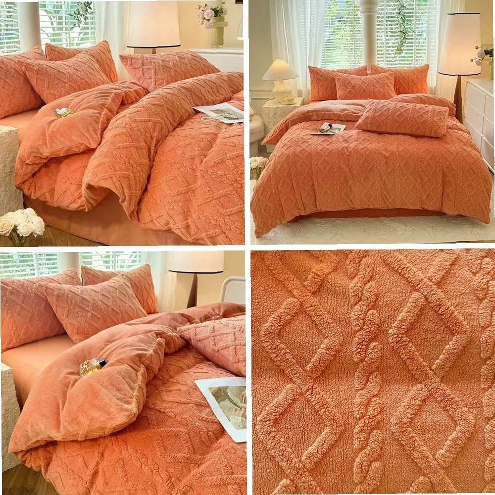 Tafuru Milk Fleece Single Quilt Set Autumn/winter Thickened Warm Solid Color Duvet Cover 200x230 220x240 Bedding for Double Use