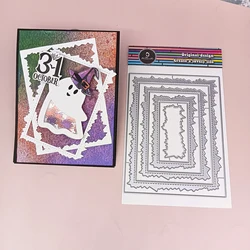 Alinacutle Tear Border Nesting Rectangle Metal Cutting Die Cut Jewelry Display Card Handmade Card Template Dies Cutting Dies