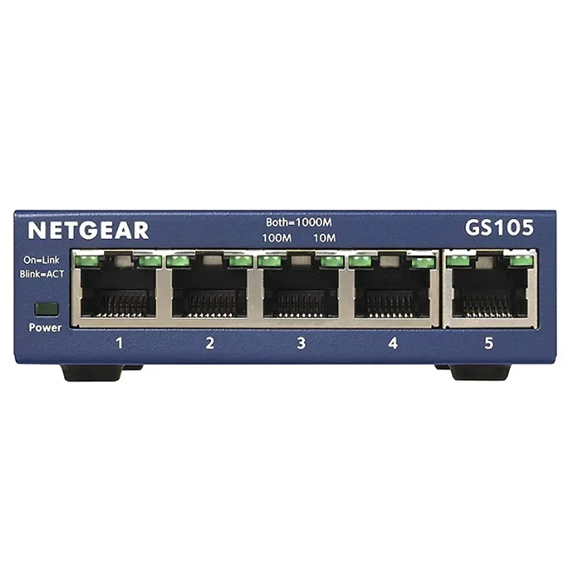 Netgear GS105 Gigabit Switch 5-Port 10/100/1000 Gigabit Ethernet ,Bandwidth 10 Gbps ,Unmanaged Desktop Switch For Home office