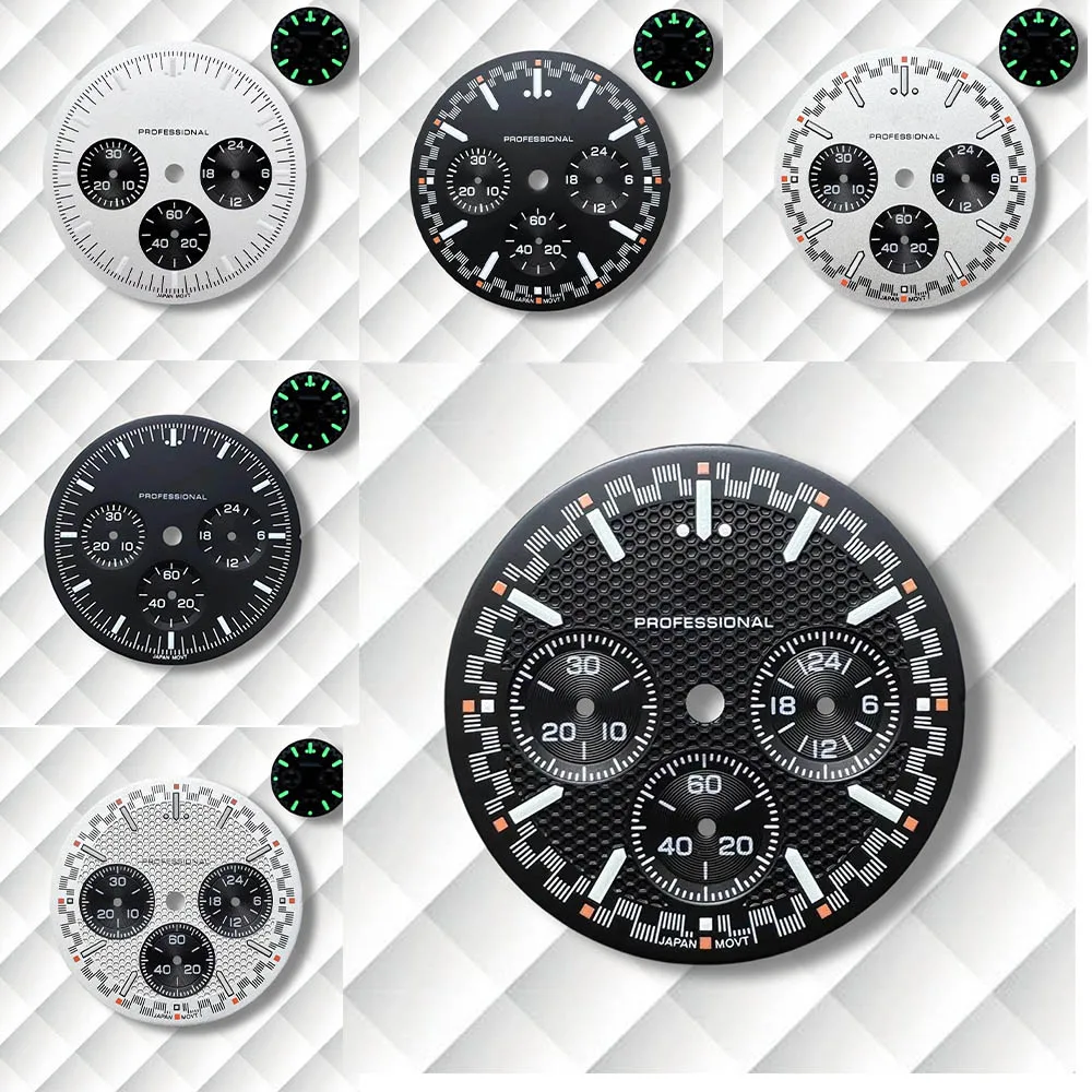 

32.5mm S Logo Speed Dial Fit VK63 Movement Green Luminous High Quality Watch Modification Accessories vk63 Dial