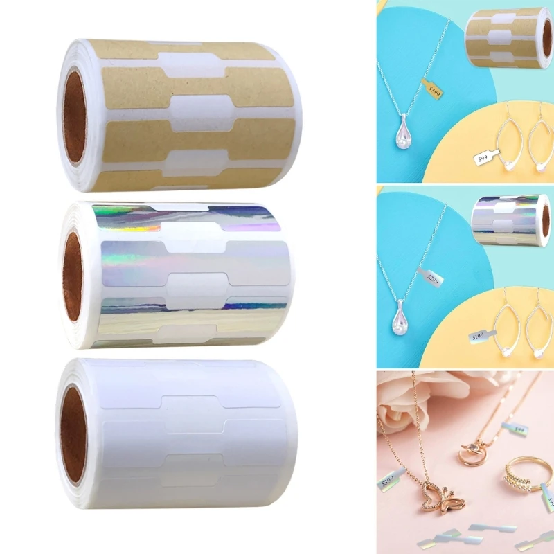 

500pcs Self Adhesive Barbell Stickers Recyclable Kraft Paper Jewelry Prices Labels Self Adhesive Hangtags for Earrings