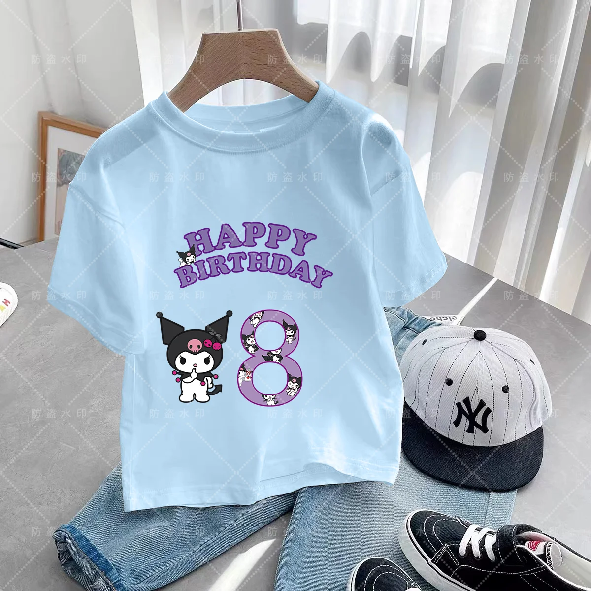 Kulomi T-shirts for Children Caricature Kawaii Cartoons Children's Clothing Birthday Number 3-12 Summer Top Clothes Kawaii Kids