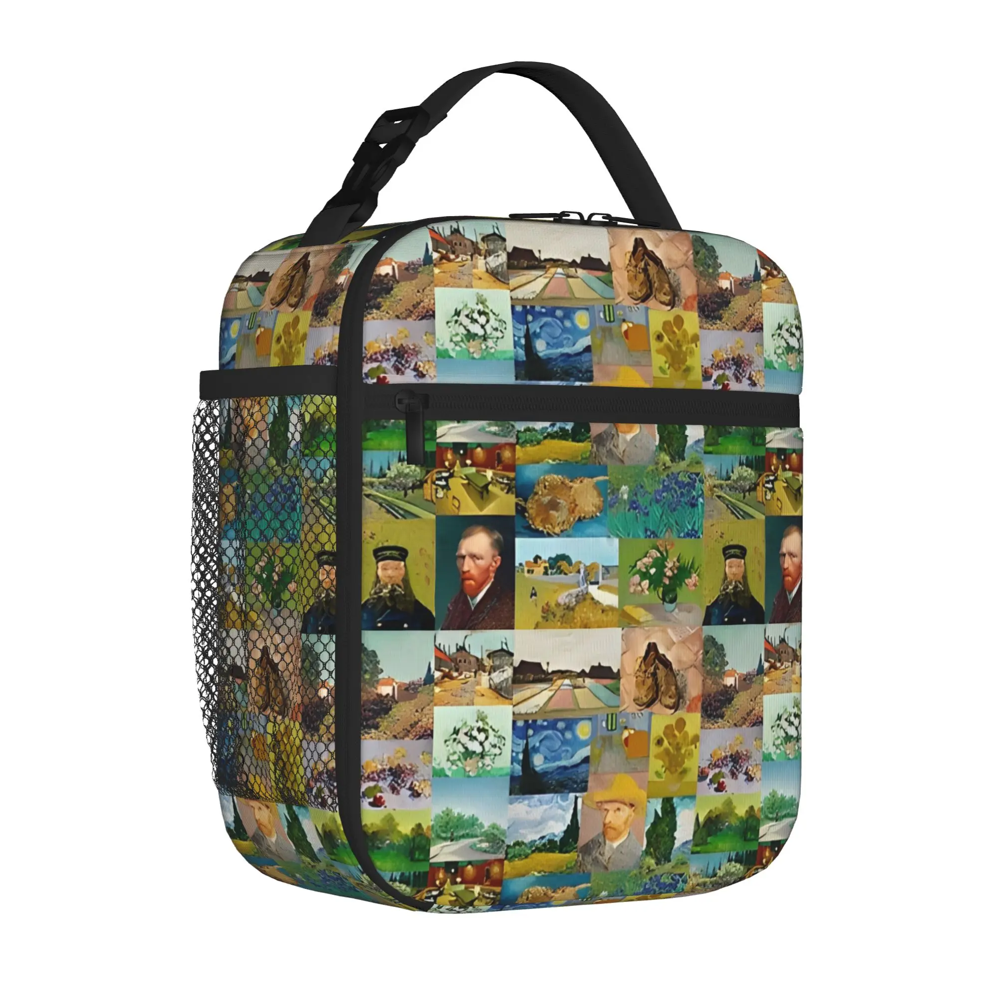 Van Gogh Art Oil Paintings Handheld Thermal Cooler Bag Sunflowers Starry Night Sustainable Insulated Lunch Bags Food Bento Box