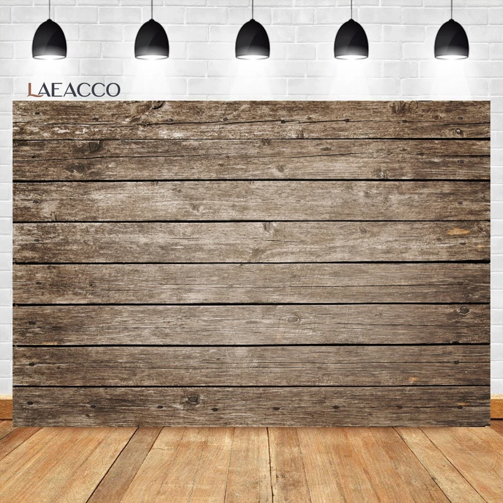 Laeacco Rustic Wood Wall Backdrop Retro Natural Wooden Board Plank Baby Shower Birthday Portrait Custom Photography Background