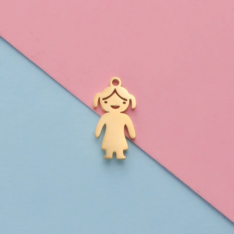 10 stks/partij Leuke Meisjes Jongens Charms Spiegel Polish Rvs Hanger Voor DIY Mode-sieraden Accessoires Groothandel - afbeelding 1