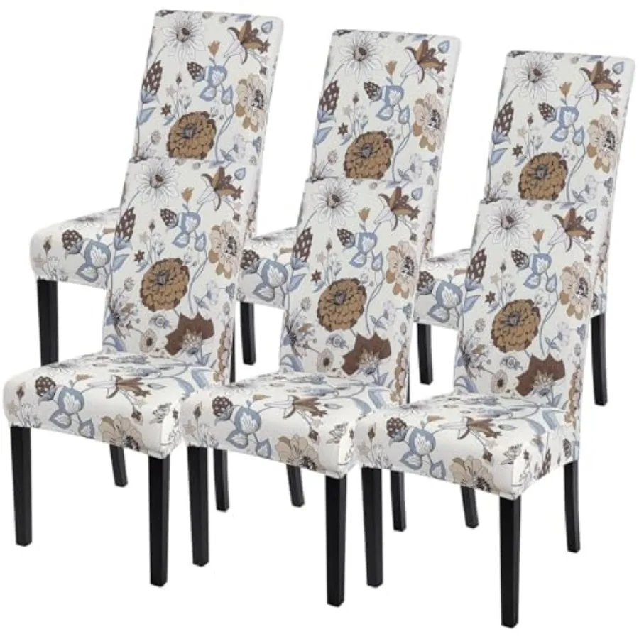 

Printed Dining Room Chair Covers Set of 6, Stretch Kitchen Chair Covers Washable Parsons Chair Slipcover Removable Dining Chair