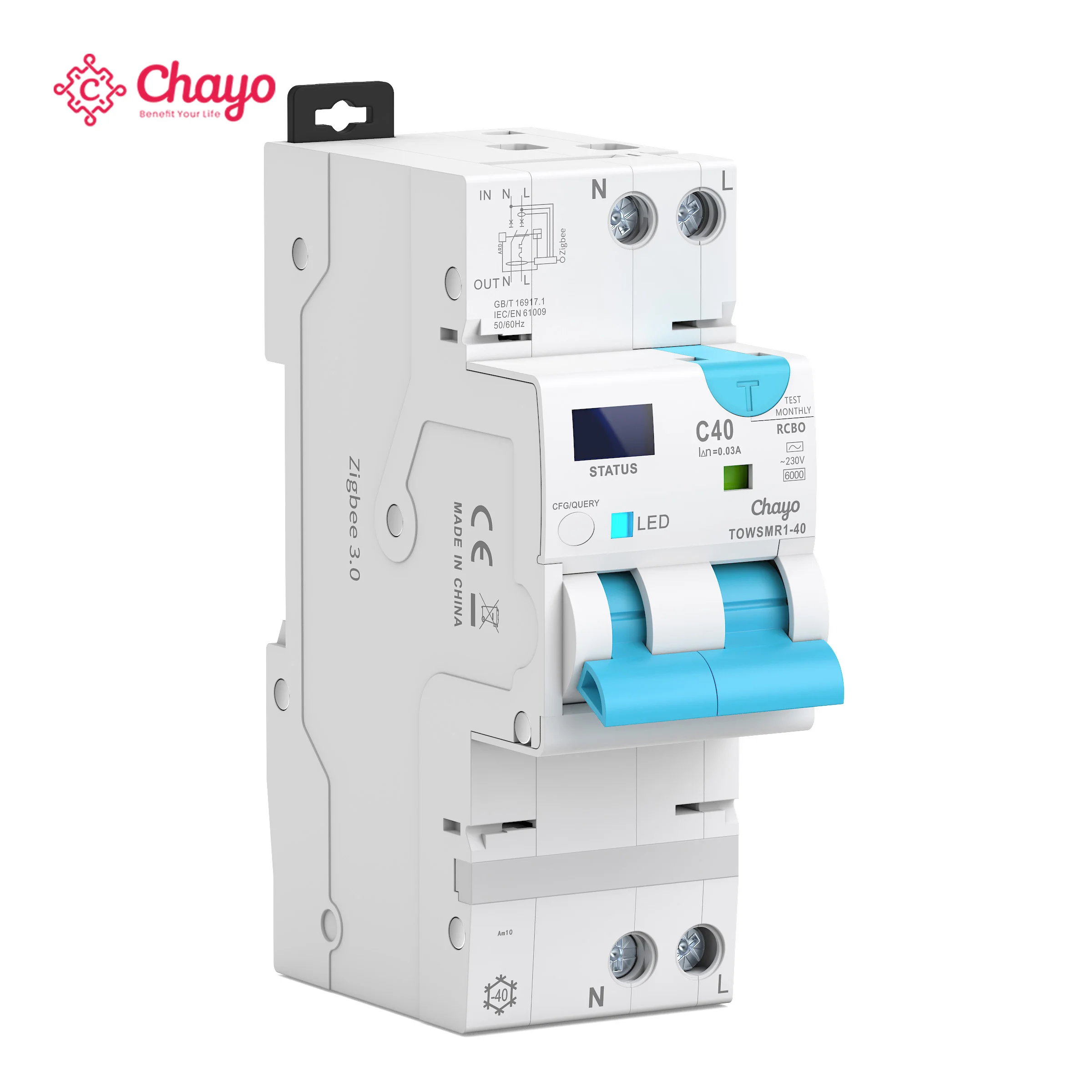 ZigBee RCBO Adjustable Smart Circuit Breaker Residual Current Circuit breaker With Over Current and Leakage Protection chayo