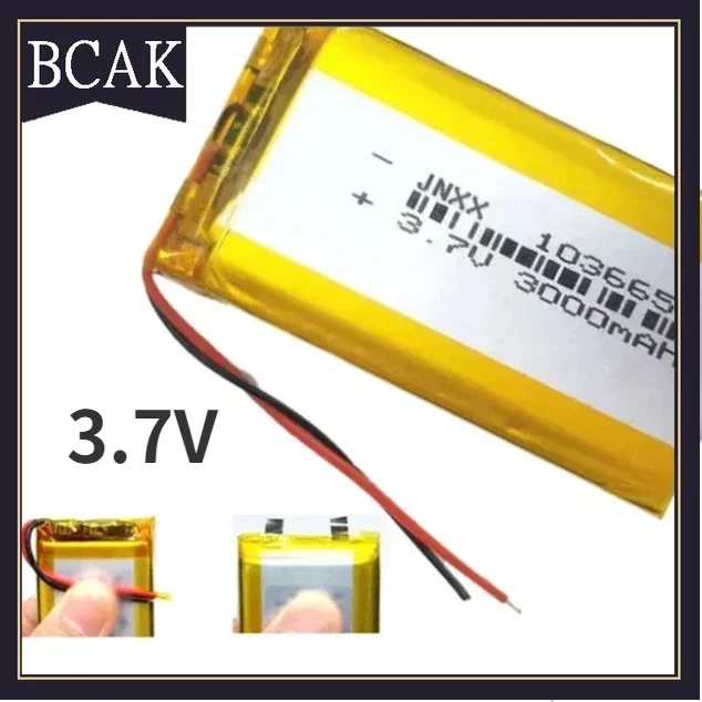 Styl BCAK 103665 Bateria litowo-polimerowa 3,7 V 3000 mAh Jst PH 2,0 mm 2-pinowa wtyczka Li-po Ogniwa do modeli statków Koparka Dron Cyfrowy