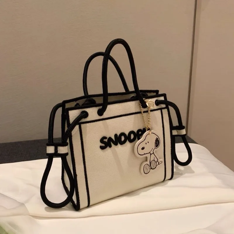 Snoopy animation peripheral portable small square bag large capacity crossbody canvas bag student versatile and good-looking