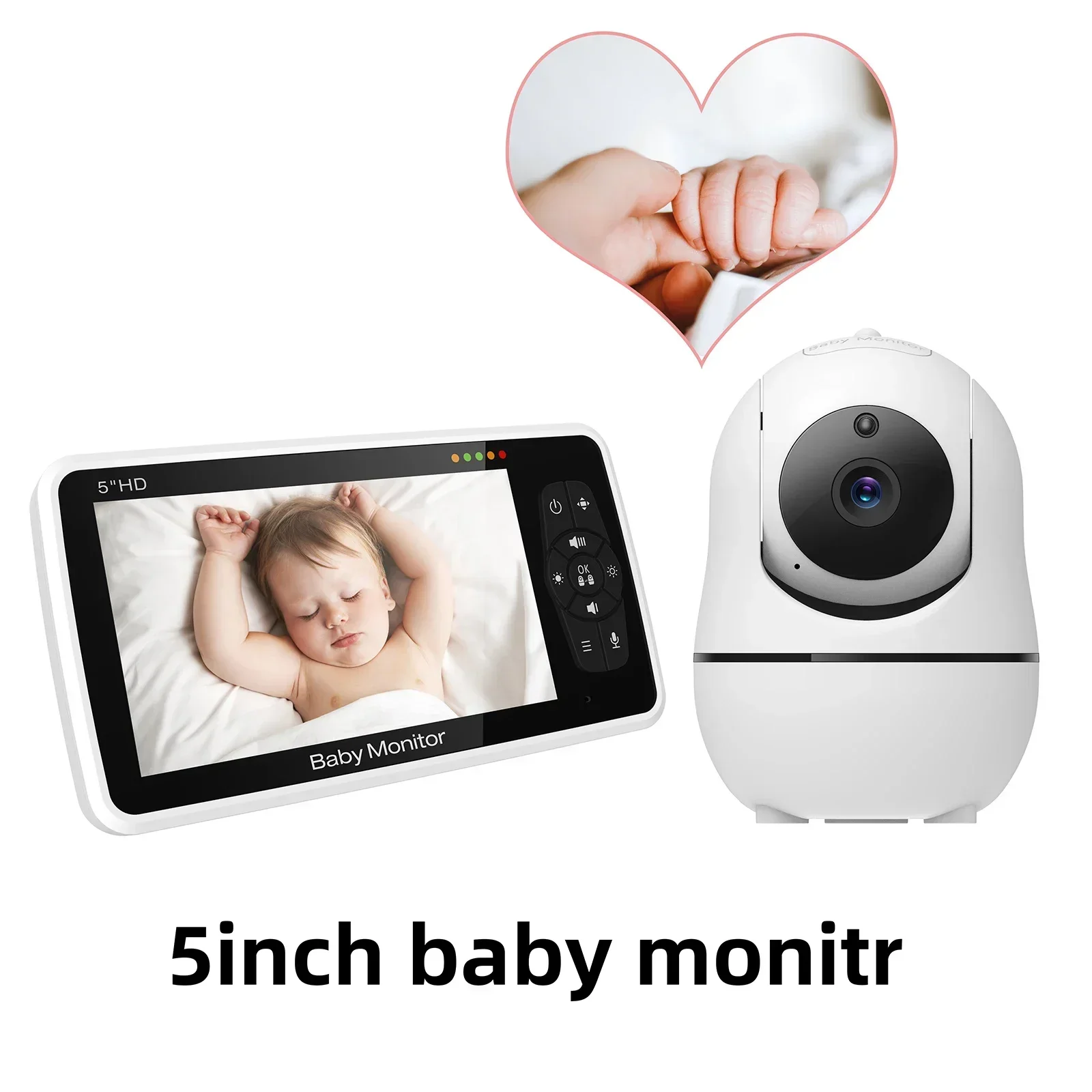 

5 inch Wireles Baby Monitor Babyphone Security Video Baby Camera Bebe Nanny HD Night Vision PTZ Lullabies Temperature Monitoring