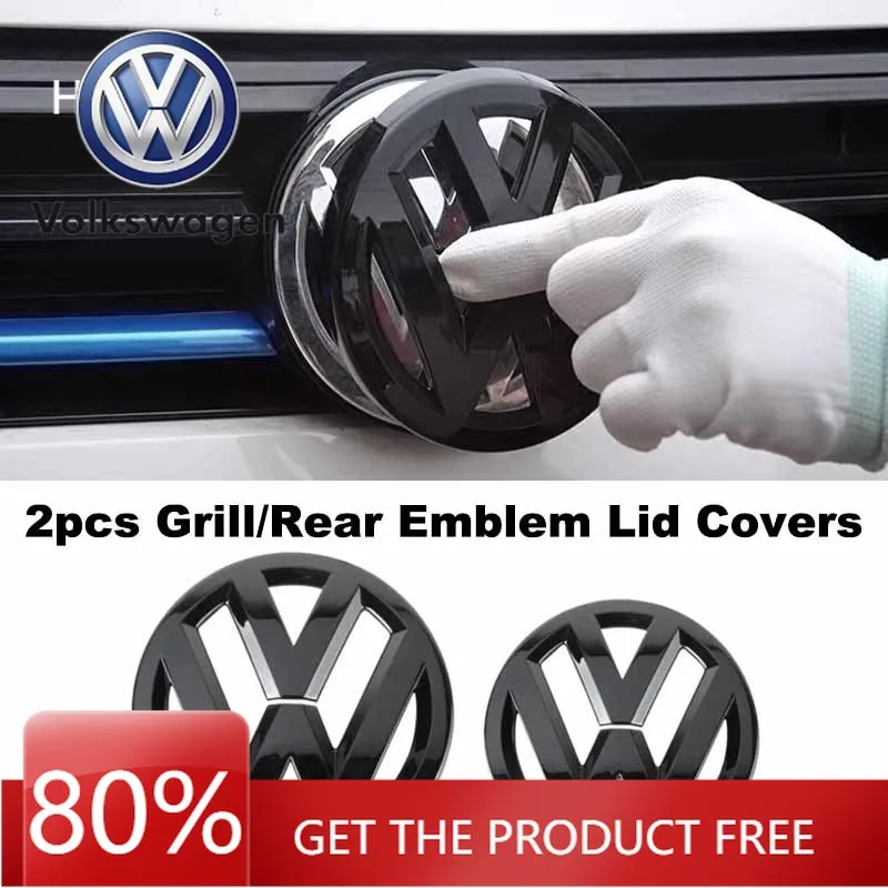 

Для VOLKSWAGEN: 2 шт. накладки на переднюю решетку и заднюю эмблему, логотипы-стикеры для Volkswagen VW POLO Golf 4-8 MK4-MK8 Sportvan, тюнинг