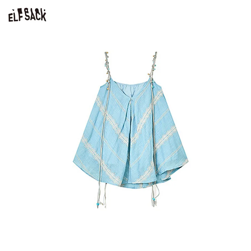ELFSACK 2025 Summer New Arrivals Beaded V-Neck Chic Small Suspender Women