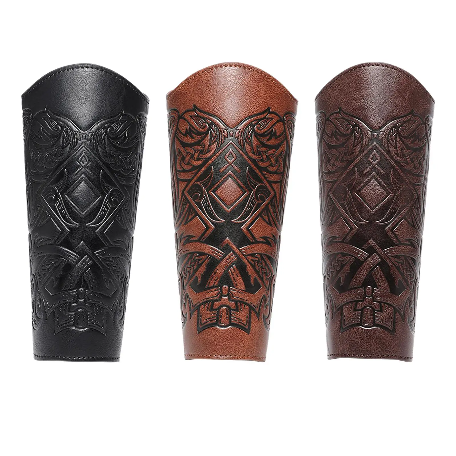 PU Leather Gauntlet Wristband Medieval Bracers Adjustable Steampunk Arm Guards for Halloween Cosplay Masquerade Photo Props