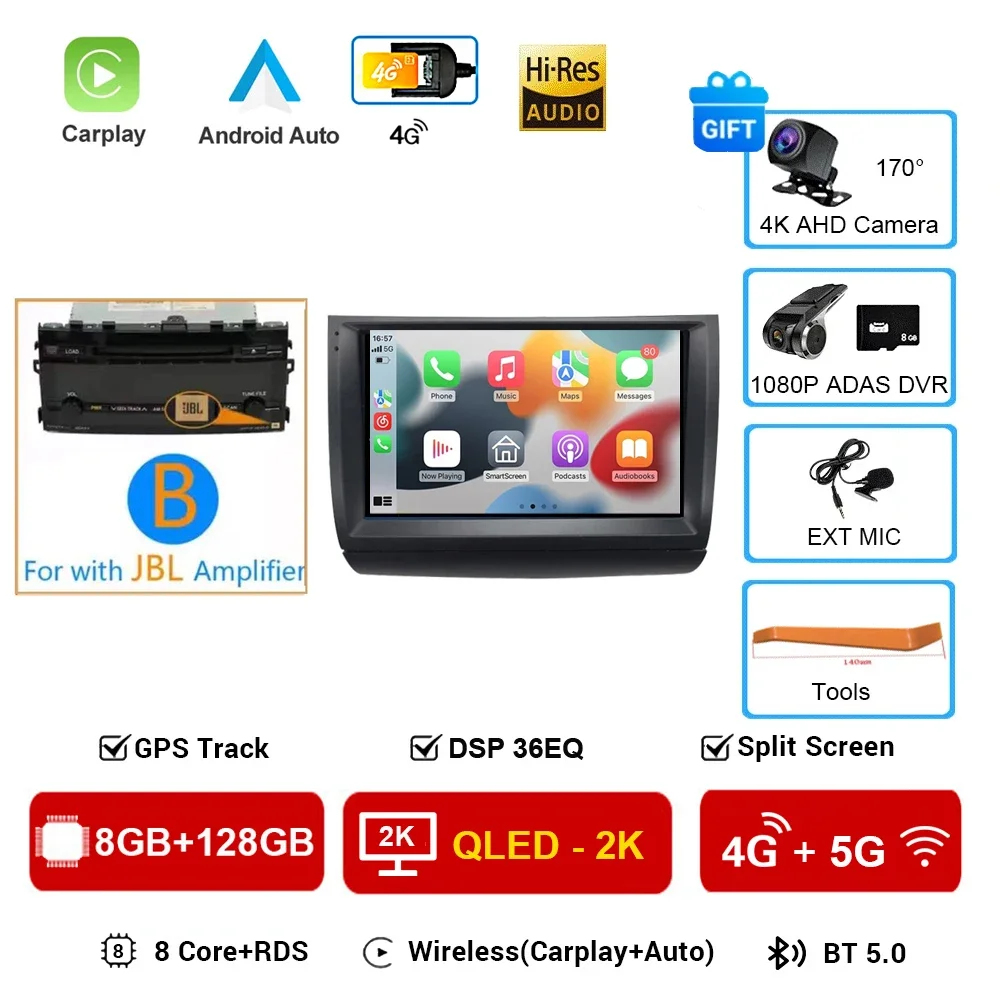 Carplay Autoradio 2 din Android 16 Voor Toyota Prius 20 2003-2009 Autoradio Multimedia Video Player GPS navigatie Stereo BT HU