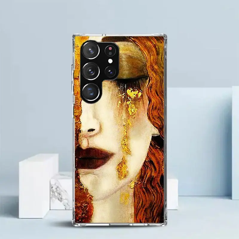 Kiss by Gustav Klimt Desig Etui na telefon do Samsung Galaxy S22 S23 S24 Ultra S21 S20 FE S10 Plus S10E S9 S8 + S7 Edge Soft TPU Bac