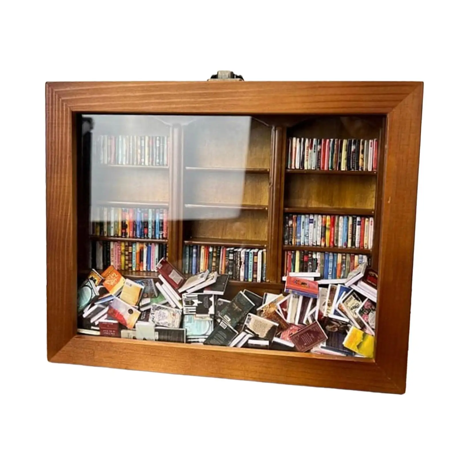 Shaking Bookshelf Wooden Miniature Book Display for Teacher Book Lovers