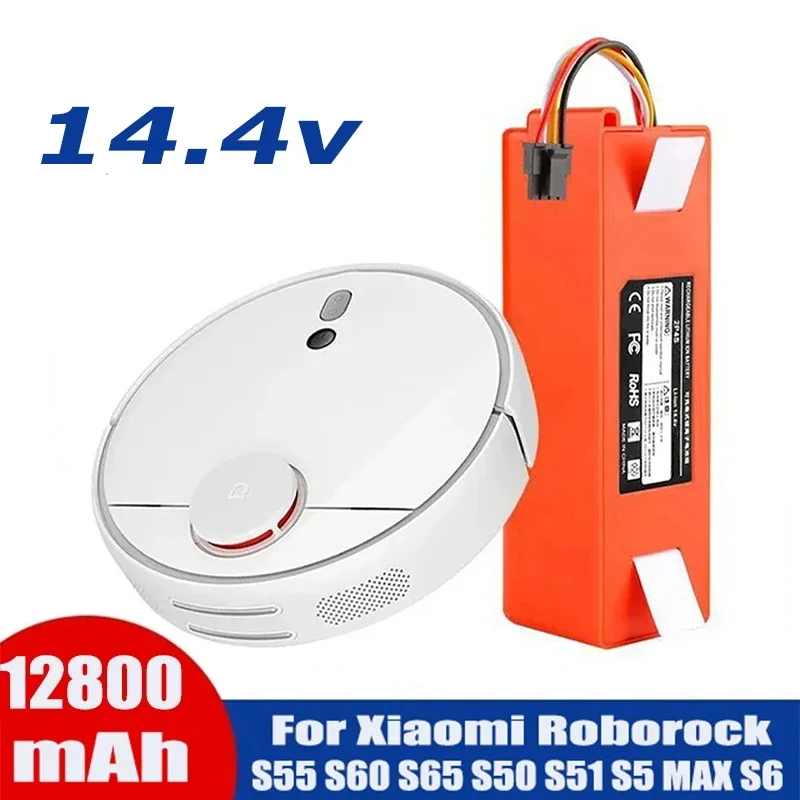 14.4V 12800mAh Battery for Xiaomi Part number BRR-2P4S-5200S BRR-2P4S-5200D Robot Roborock S50 S51 S55 S51 T4 T6 T7 1T