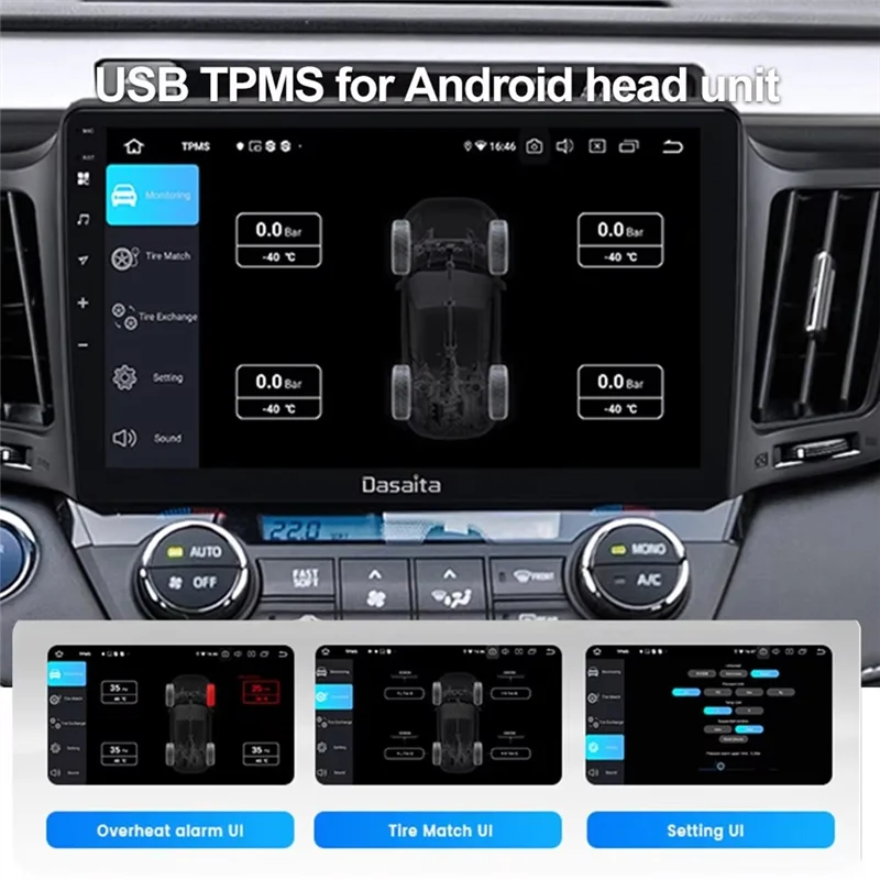 

Car External Tire Pressure Sensors Android Navigation Screen TPMS Tire Pressure Monitoring System