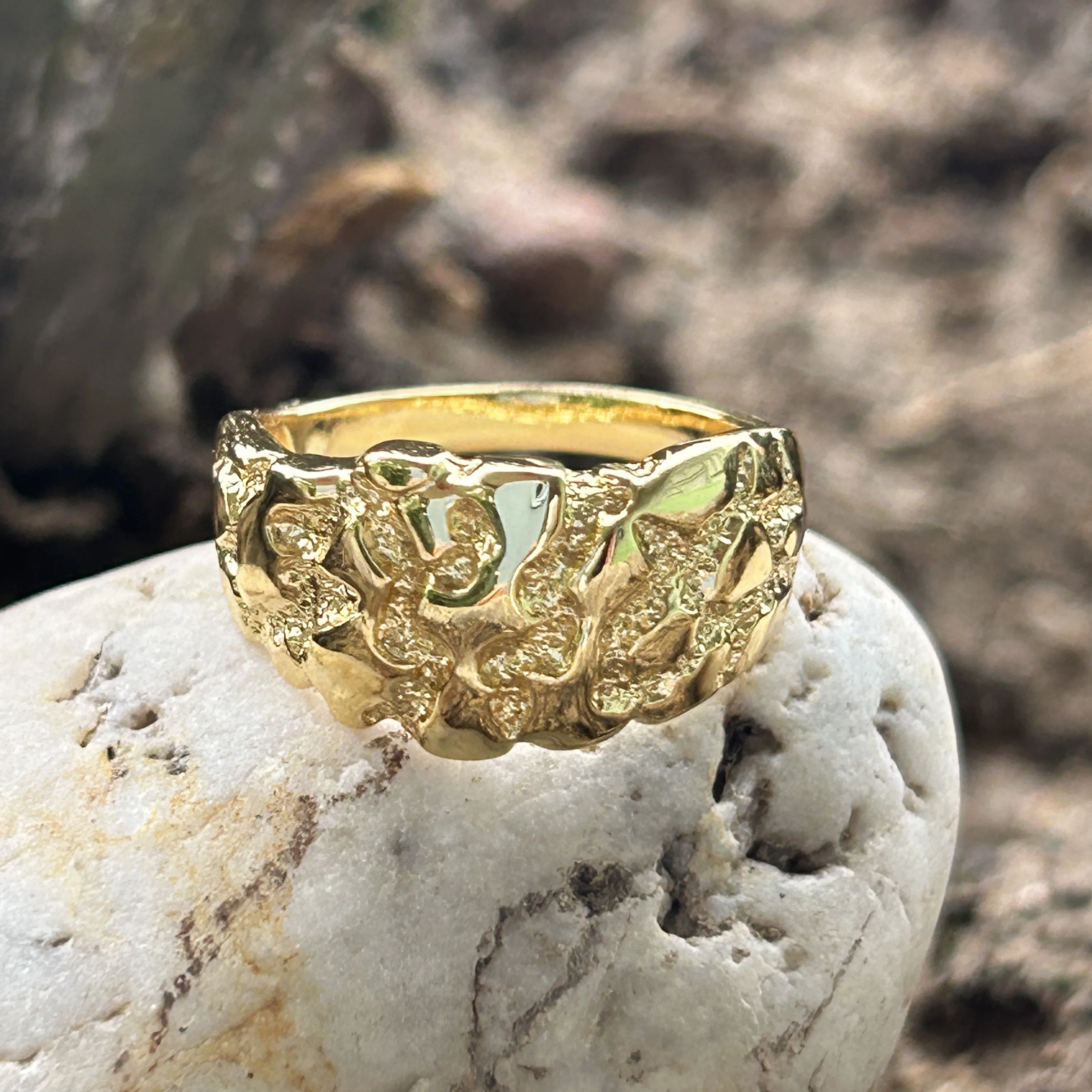 

5pcs/ Bag Custom Nugget Jewelry Hip Hip Irregular Texture Ring Real Gold Plated Nugget Rings for Men Women