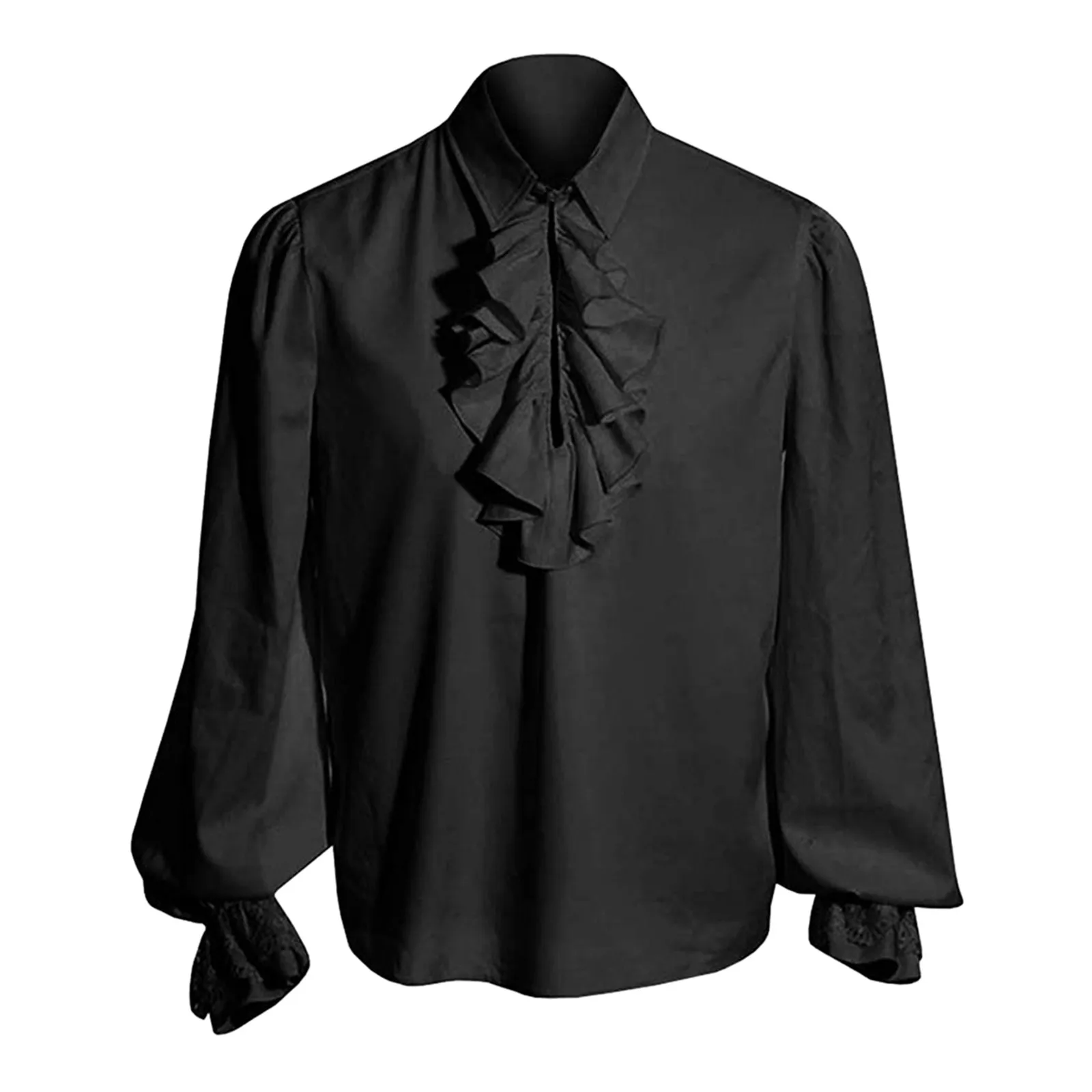 Men Shirt Norman Gothic Punk Vintage Court Prince Shirt Halloween Puff Sleeve Long Sleeve Lapel Shirts Medieval Cosplay Costumes