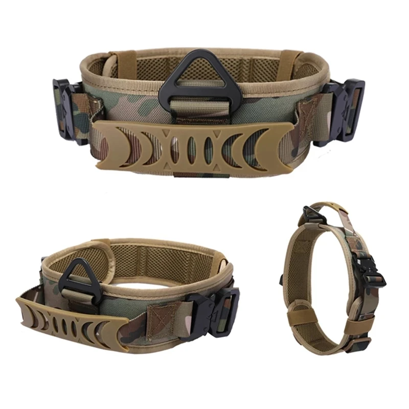 Verstellbares taktisches Hundehalsband aus Metall mit doppelter Schnalle, luxuriöses Designer-Trainingshalsband für mittelgroße und große Hunde – Detail 6