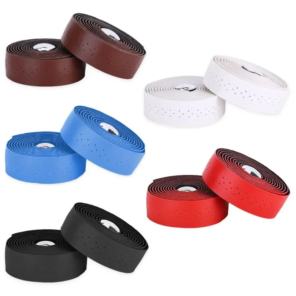 Bike Accessories PU Leather Bicycle Handlebar Tape Non-slip Breathable With 2 Plugs Waterproof Cycling Supply