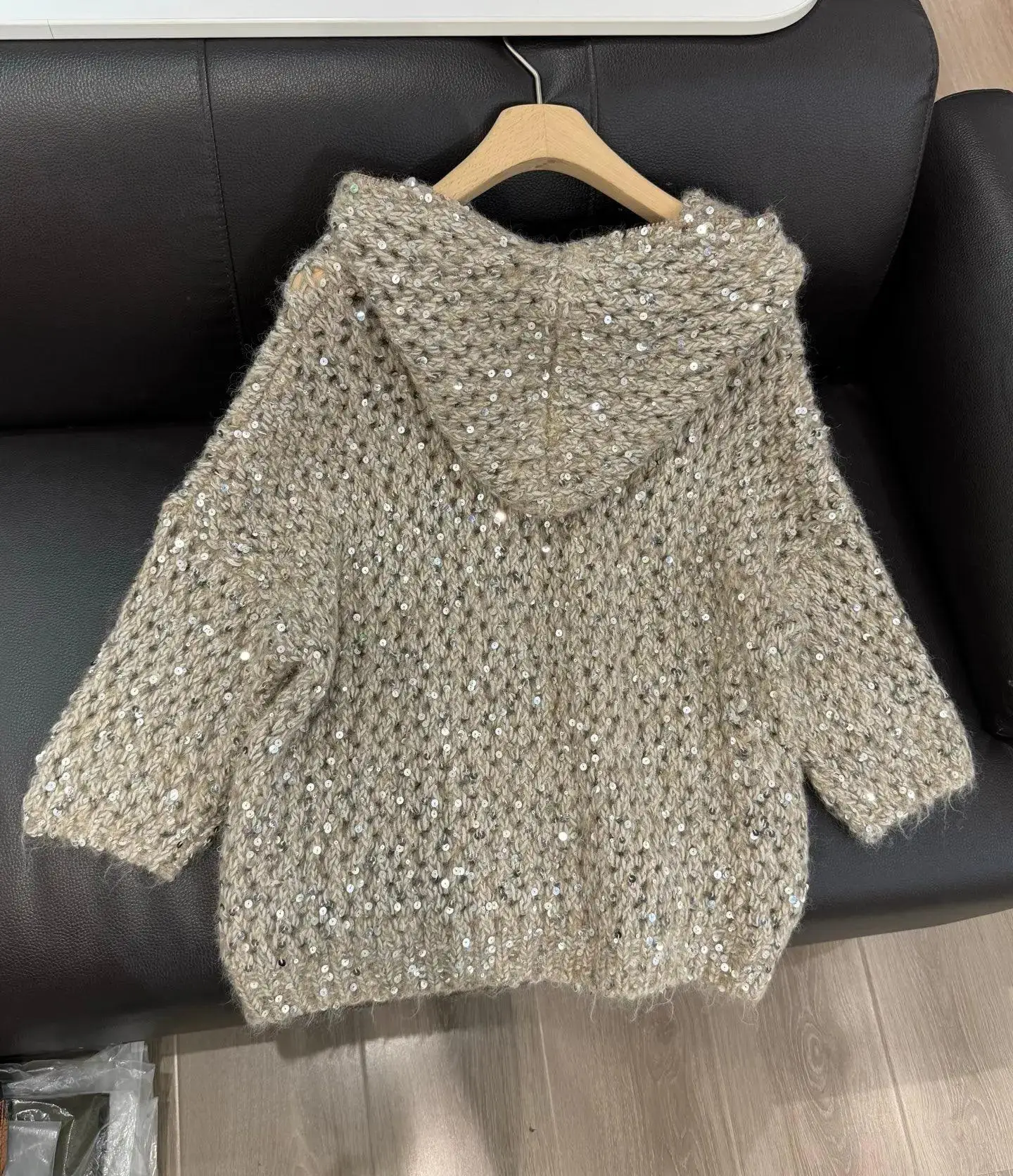 Prachtig luxe handgeweven vest van sprankelend mohair-katoenmix