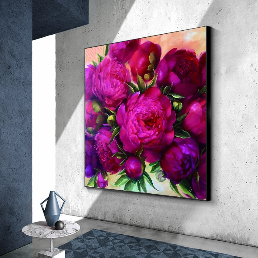 

5D Diamond Painting Peony Diamond Embroidery Flowers Full Round Drill Diamond Mosaic Rhinestone Kit Home Decor Painting Gift