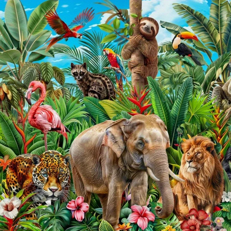 

1000pcs Paper Jigsaw Puzzle The Animal Family Adult Puzzle Toys Stress Relieving Puzzles, Cartoon Landscapes Paper Puzzle Gifts