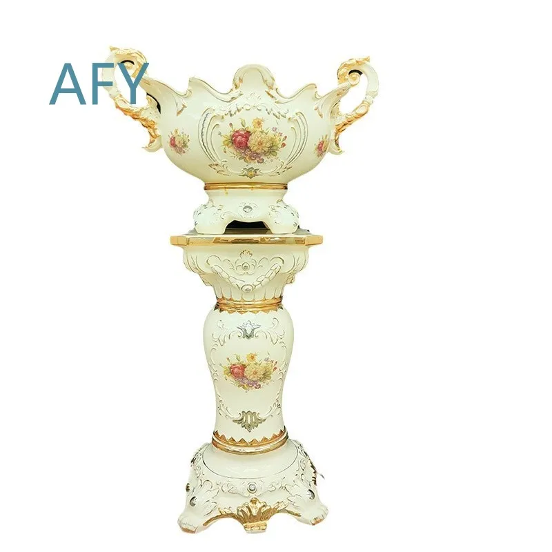 European Roman Column Ceramic Vase for Living Room Home Decoration Hotel Lobby Floor Vase for Simulation Flower Arrangement