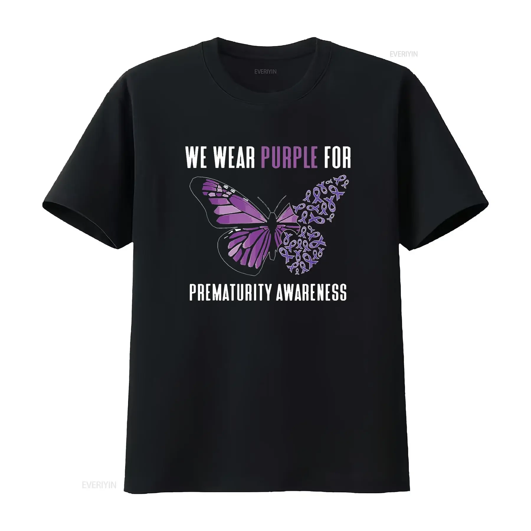 Las mujeres usamos púrpura Concientización sobre la prematuridad Nicu Dad Preemie Mom camiseta Negro vintage Lavado Ropa de diseñador transpirable