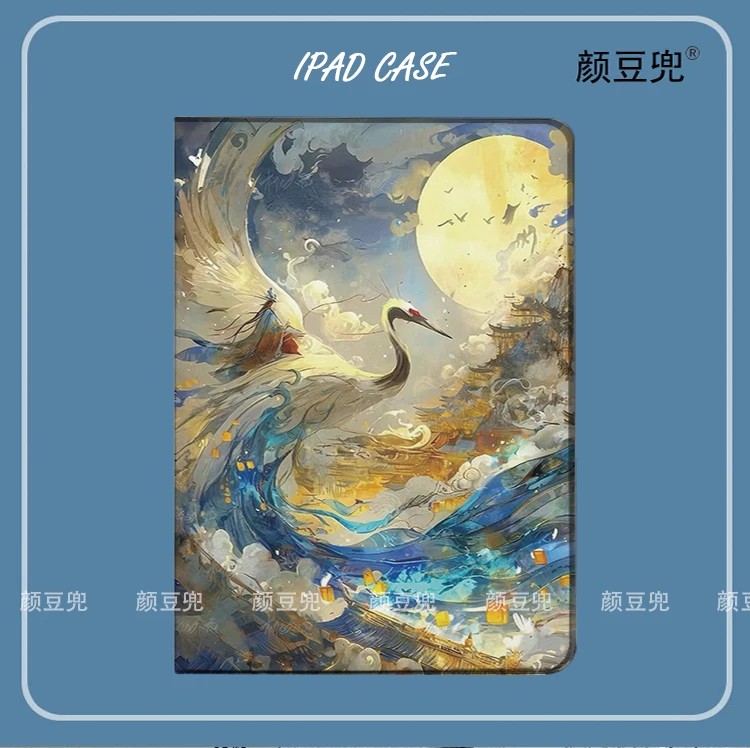 

Red-crowned Crane Ukiyoe The For iPad Air 4 5 Mini 5 6 Case Luxury Silicone For Pro 12.9 11 For iPad 10th Protective shell Pro13