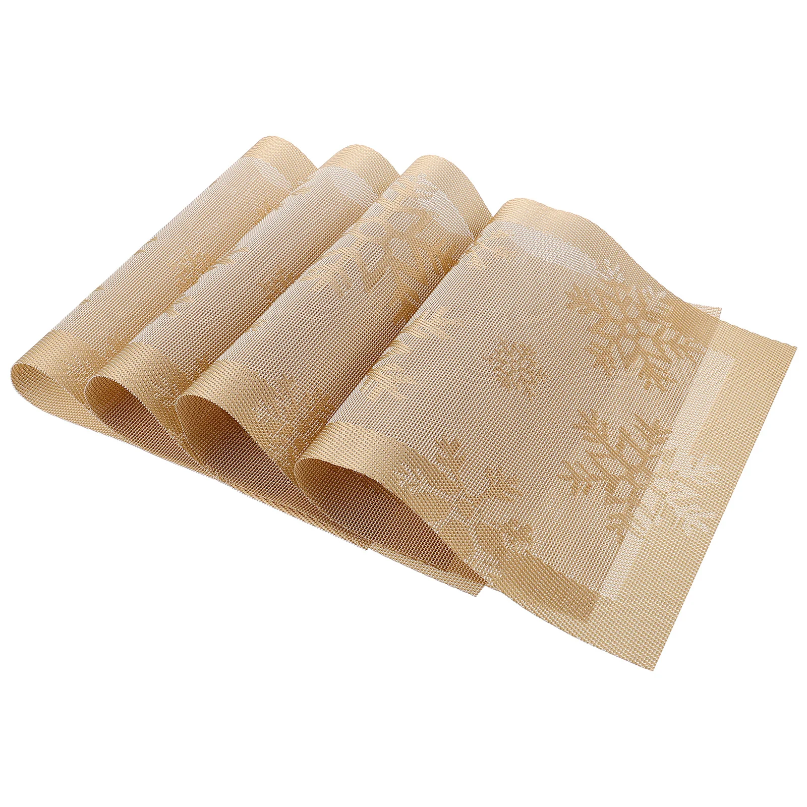 

4Pcs Christmas Table Mat Snowflake Design Heat Resistant Tableware Pad for Holiday Home Hotel Dinner Place Settings