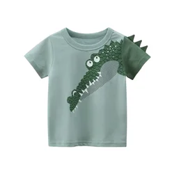 2-8T Crocodile Print Boys T Shirt Toddler Kid Summer Clothes Short Sleeve Cototn Tshirt For Boys Fashion Infant Top Chidrens Tee