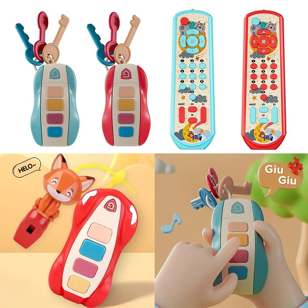 Brinquedos musicais multicoloridos para bebês, som de plástico e simulação de luz, chave de carro, desenvolvimento intelectual com borracha macia
