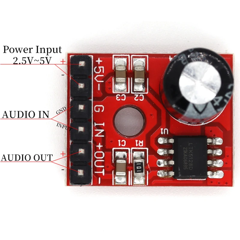 5128 Amplifier Board 5W Class D Digital Amplifier Board Mono Audio Module Low Distortion VS88715V DC2.5-5.5V LTK5128 Class AB