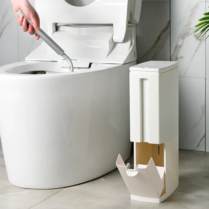 

Japanese toilet narrow slot toilet brush household toilet wastebasket with lid integrated bathroom creative trash can with lid