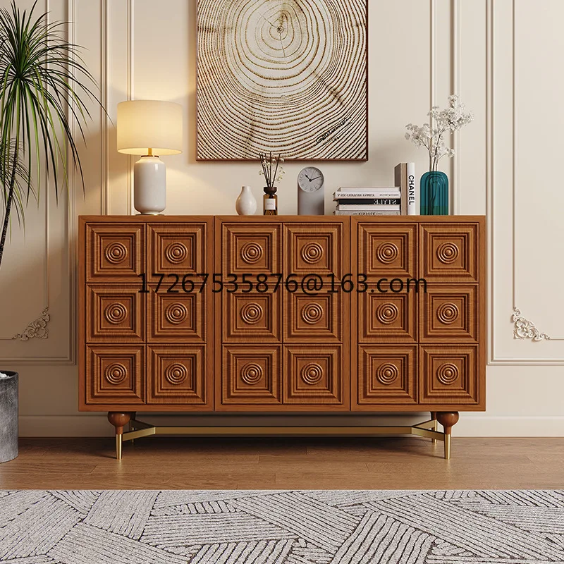 

Тумба-буфет из массива дерева в стиле ретро для гостиной, настенный шкаф для хранения, декоративный шкаф с резьбой по древнему нефритовому дереву и цветочным узором